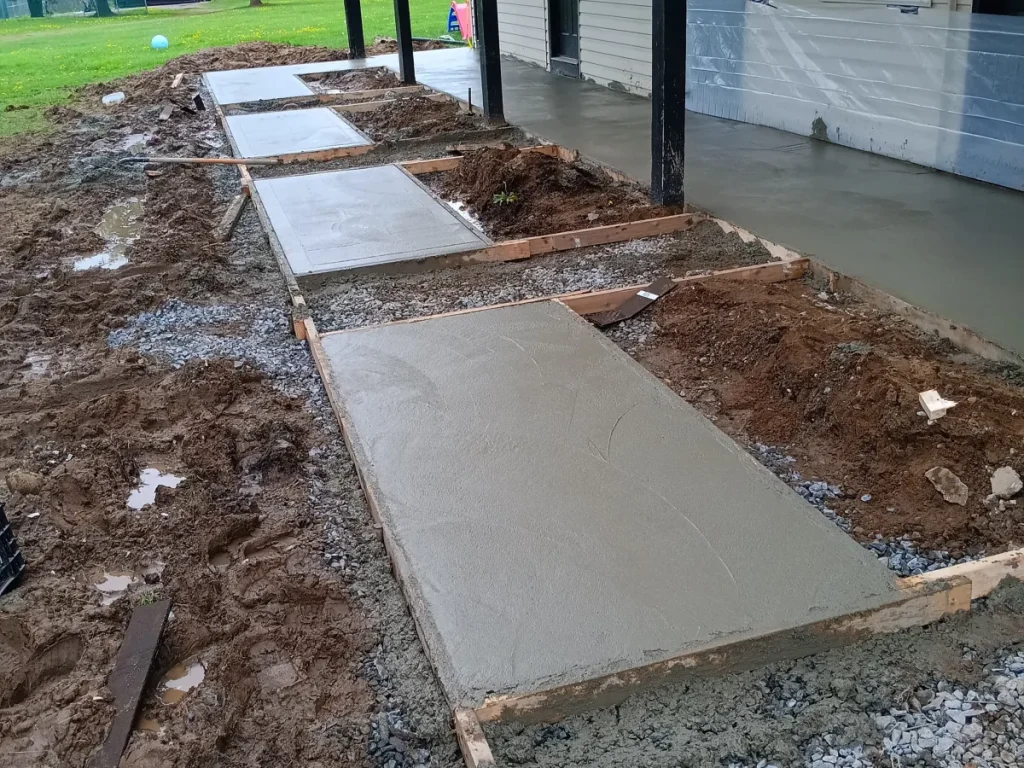 Concrete walkway and patio